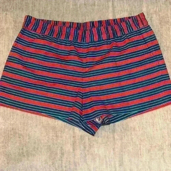 J. Crew Pants - Women's 14 J Crew linen striped shorts red blue  So cute!!